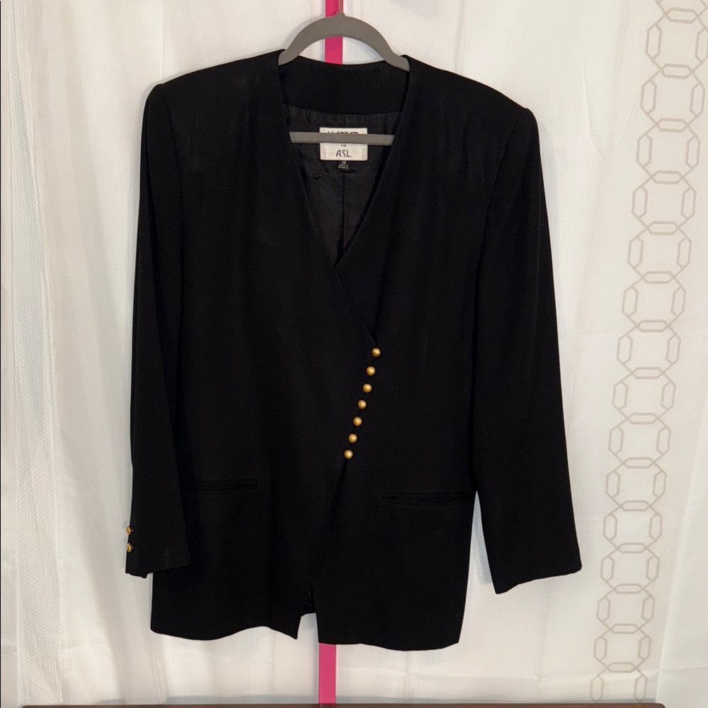Kasper Black Blazer with Gold Button Accents‎